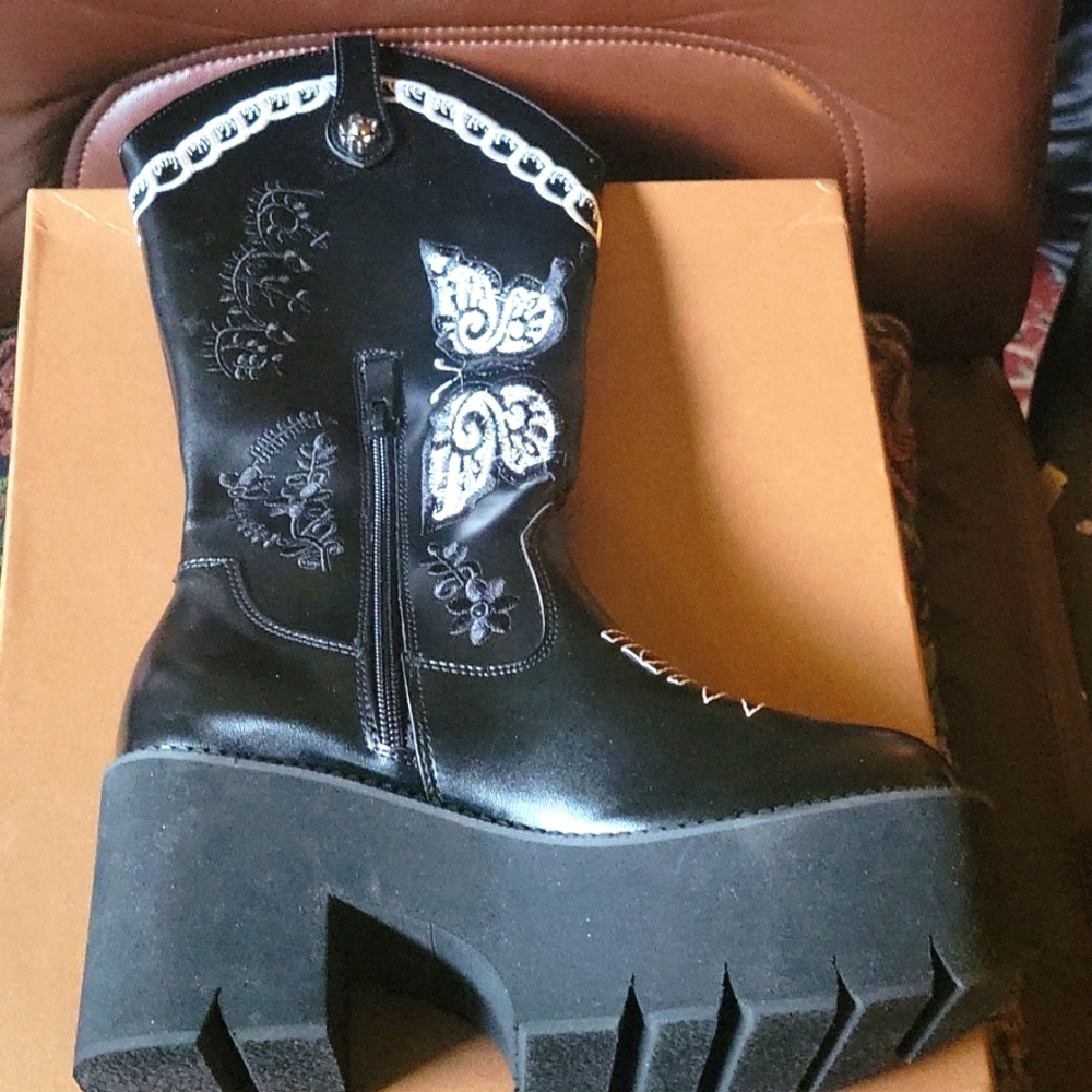 Black platform boots